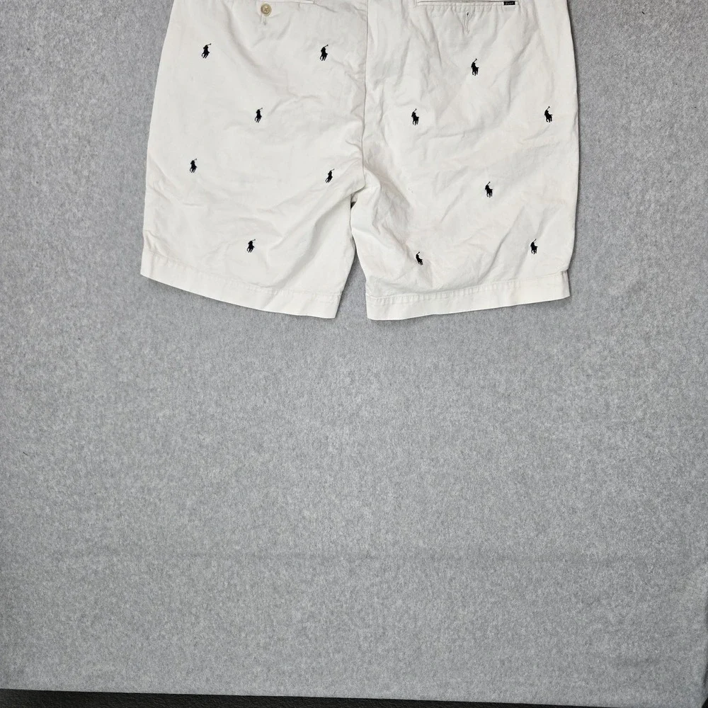 Polo Ralph Lauren Men Shorts 40 Beige Embroidered Chino Twill Stretch Pony AOP